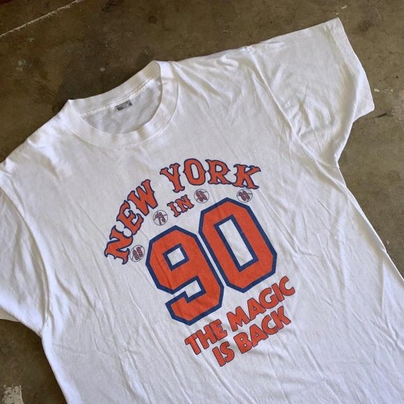 1990 VINTAGE 90s NEW YORK METS BASEBALL T-SHIRT MEN SZ L NYC JETS GIANTS 80s - Picture 1 of 1
